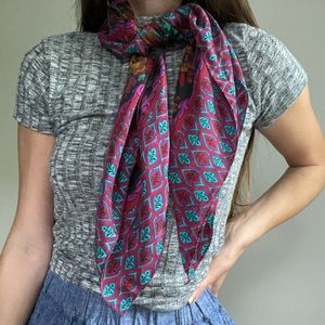 Vintage Silk Floral Printed Scarf